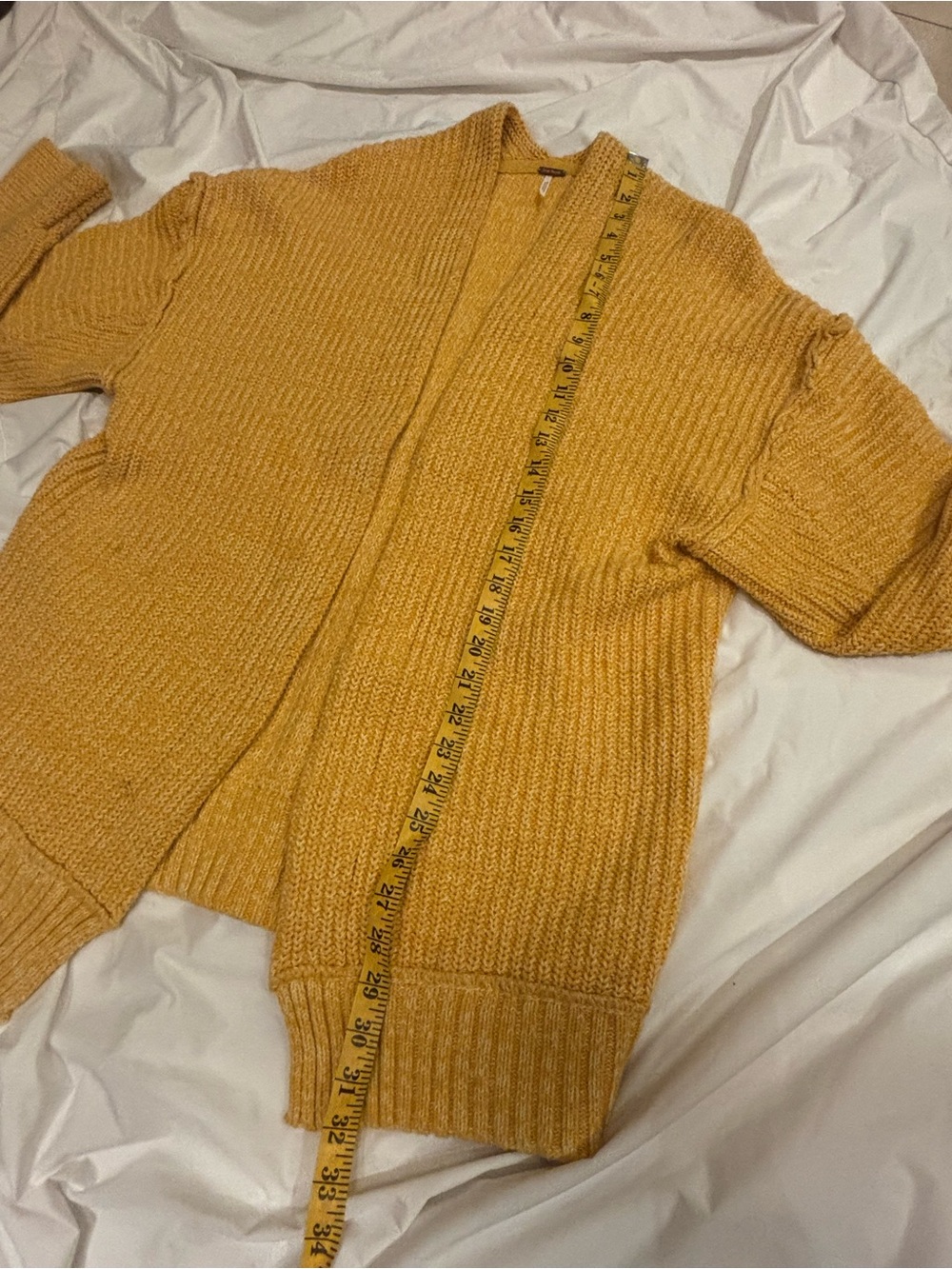 Free People Mustard Yellow Chunky Open Cardigan Sweater | Medium - Picture 4 of 8